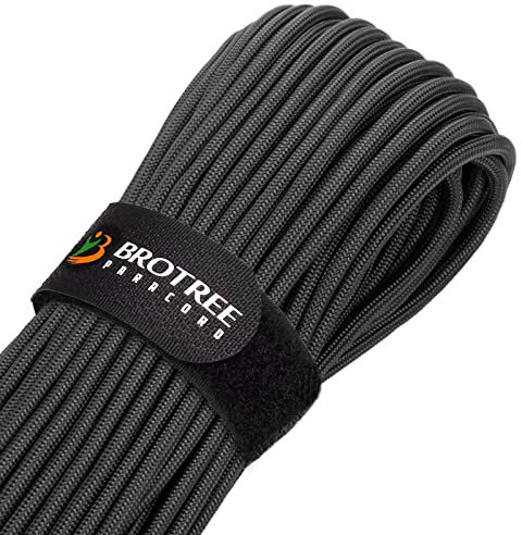 Brotree Paracord 4mm 30M 9 Stränge 100% Nylon Seil Schnüre Typ III für Survival, Outdoor, Heimwerken - Bruchlast 280kg (Schwarz)