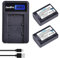 DuraPro Lot de 2 Batteries NP-FH50 NP FH50 + Chargeur de Batterie LCD USB pour Sony NP-FH30, NP-FH40, NP-FH50, NP-FH60, NP-FH70, NP-FH100, série H, Sony DCR-SR32, DCR-SR33,DCR-SR35,DCR-SR36,DCR-SR48