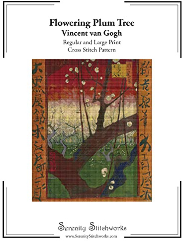 Flowering Plum Tree Cross Stitch Pattern - Vincent van Gogh: Regular and Large Print Cross Stitch Chart