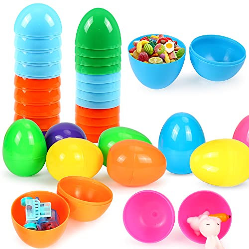 Wishstar Huevos de Pascua, Huevos Sorpresa, Huevos de plástico de Colores, 18 Piezas de Huevos de plástico de 8 cm * 5 cm,Se USA para llenar Dulces, bocadillos y Regalos de Pascua.