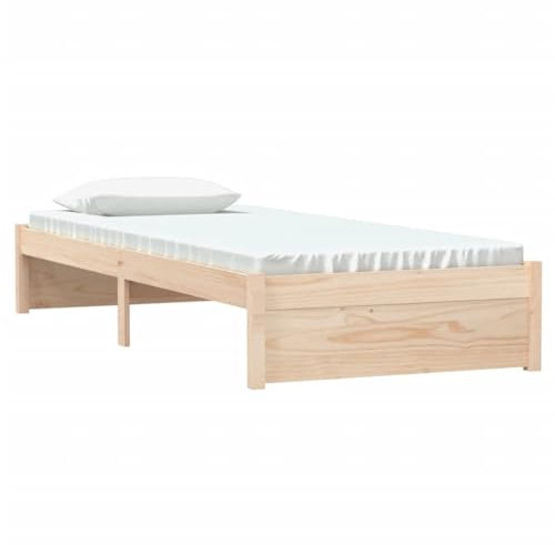 vidaXL Massivholzbett, Bett Holzbett für Schlafzimmer, Bettgestell Bettrahmen mit Lattenrost, Einzelbett Schlafzimmerbett, 75x190cm