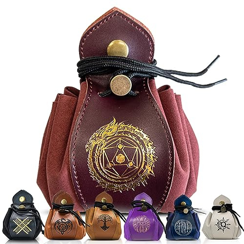 Guilt Free Gaming Genuine Leather RPG Bag | Foil Stamped | Holds 70 Dice | Great for Coins | Timeless Style | Great for DMs and Players