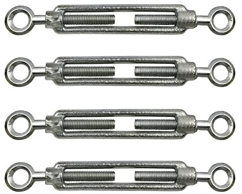 kippen 1204DK - Packung mit 4 Stück Spannschloss mit 2 Augen, aus verzinktem Stahl, Größe 10 mm.