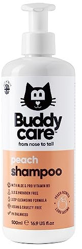 Buddycare Katzenshampoo für Katzen 500 ml Katzenshampoo mit Pfirsichduft zur Reinigung und zum Waschen