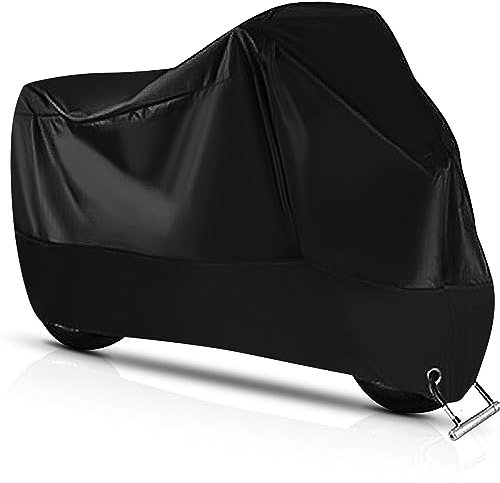 Mesybveo Housse de protection imperméable pour moto en polyester 190T imperméable avec trous de verrouillage, pluie, UV, neige, poussière (245 x 105 x 125 cm)
