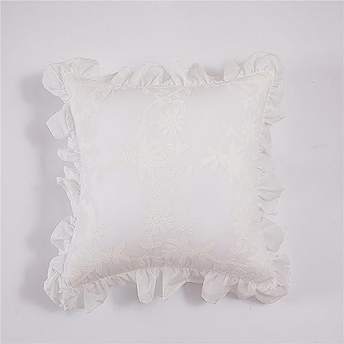 RAJEGAR Gewebter Kissenbezug für Sofa, Stuhl, 30 x 50 cm, Jacquard, Plissee, Wohnzimmer, Pflanzen, Blumenmuster, 45 x 45 cm, Weiß