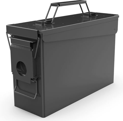 PATRON 30 Cal Ammo Can Metal 9mm Ammo Box Storage Crate Case for Shotgun Bullet Rifle Nerf Ammunition Waterproof Case-Gard Organizer for Men,Gift Boxes for Dad Husband Father (Black)