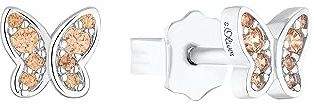 s.Oliver Ohrstecker 925 Sterling Silber Mädchen Kinder Ohrschmuck, mit Zirkonia synth., 0,5 cm, Silber, Schmetterling, Kommt in Schmuck Geschenk Box, 2036819