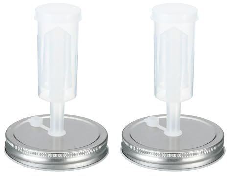 PATIKIL Kit De Fermentation, 2 Couvercles De Fermentation Pour Bocaux Mason Avec 2 Barboteurs Pour Bocaux Mason À Large Ouverture, Ton Argenté