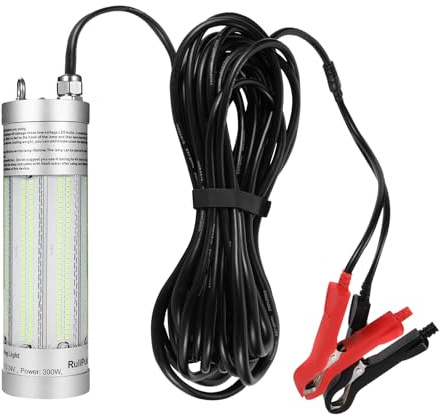 Lampe de pêche sous-marine super lumineuse 300W 36 000 lumens, étanche IP68, submersible, pour pêche de nuit, leurre, appât pour bateau, kayak, quai (vert)