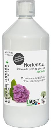 Engrais liquide hortensias et plantes de terre de bruyère. Concentréà diluer - 1 litre (500 litres de préparation)