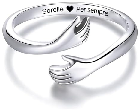 Anello Donna A mia Sorella per Sorelle Donne Ragazze Figlie in Argento Sterling 925 Idea Regalo Natale Compleanno Regolabile Anelli - Cofanetto con DEDICA incluso (Sorelle Per Sempre, Regolabile)