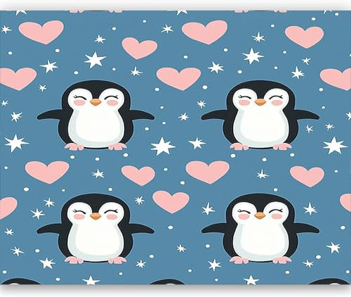 Papel pintado fotográfico impreso Lindo pingüino corazón Papel pintado fotográfico de tejido no tejido 250 x 175 cm arte fotográfico pared de Azul pintado de pared imagen de pare
