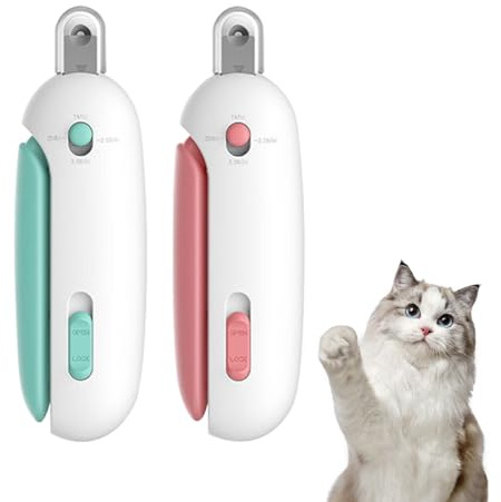 VARKAGE 2 Stück Katzen Krallenschneider Hilfe, Katzen Nagelschere, Katzenkrallen Schneider with Nail File and Splash-Proof Protection Device, Professional Pet Claw Scissors für Medium Small Pets
