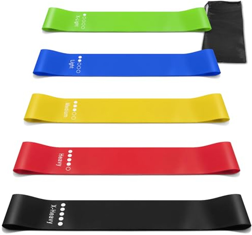 Aouplry Lot de bandes de résistance, ensemble de bandes d'exercice avec 5 niveaux de résistance, bandes d'entraînement respectueuses de la peau pour le fitness en salle, renforcement des jambes