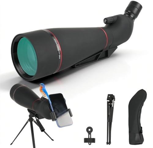 BOSTRON Telescopio Terrestre Profesional 25-75x100 con Trípode y Adaptador Móvil - Zoom Potente, Lente FMC de 100mm, Sellado al Agua y Polvo para Caza, Observación de Aves y Larga Distancia