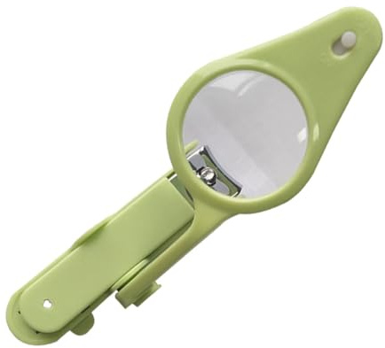 FRCOLOR Cortaúñas Seguro para Uñas Luz y Lupa, Material de Metal y Plástico, Diseño Verde Adecuado para Adultos y Niños, Cuidado Preciso de Uñas en Casa