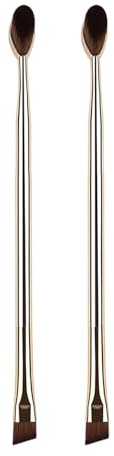 Lot de 2 pinceaux à sourcils inclinés avec poils en nylon doux et manche ergonomique pour une utilisation longue durée