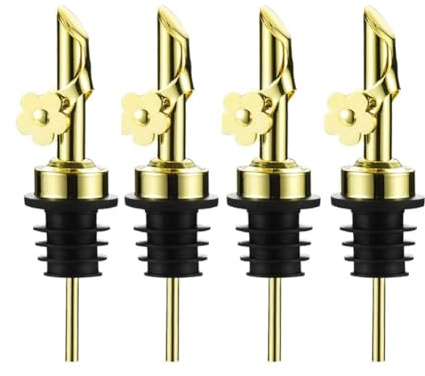 Remingtape 4 stycken olivolja, vinproppar, med läckagesäker design, flaskhällare, guld