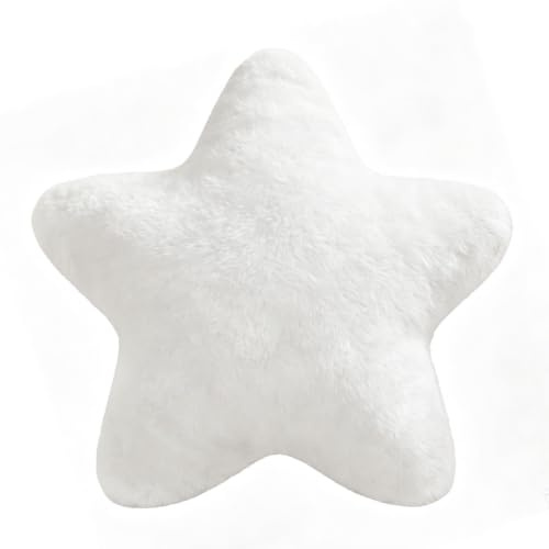 JYYWTSI Cojín Estrella, Cojín Decorativo de Peluche Suave para Sofá Cama y Sillón, Cojín con Relleno de Algodón PP para Salón Dormitorio Oficina Hogar Decoración Interior y Descanso, Blanco 40x40 cm