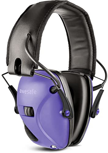 awesafe Electronic Shooting Earmuff, GF01 Noise Reduction Sound Amplification Electronic Safety Ear Muffs, Ear Protection, NRR 22 dB, Ideal for Shooting and Hunting (purple)