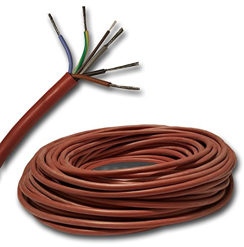 Silikonkabel Saunakabel SIHF-J 5x2,5 mm² - z.B. für den Saunaofen bis 9kW, 99,9% OFC Kupfer verzinnt -Meterware- Auswahl in 1 Meter Schritten, Ihre Auswahl: 50 Meter 5 x 2,5 mm2