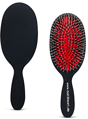hair2heart Haarbürste für Extensions, Pneumatikbürste für Haarverlängerungen - Naturborsten lösen verhedderte Haare, Profi Bürste mit Ionic-Technologie