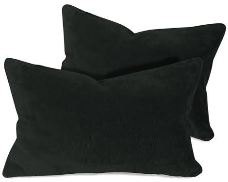 npluseins 2er Pack Kissenhüllen aus Coral-Kuschel-Fleece (2 Stück) 1257.1667, ca. 40 x 60 cm, schwarz