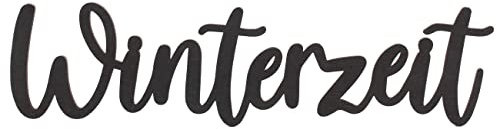 Papierdrachen Edle Weihnachtsdekoration - Schriftzug Winterzeit aus Holz - Wanddeko | Tischdekoration zu Weihnachten - beidseitig lackiert - schwarz - wiederverwendbar