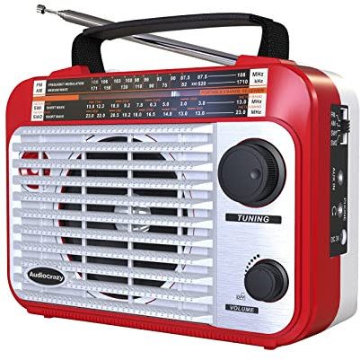 AM/FM/SW1-2 Radio Shortwave Transistor Radio AC or Battery Operated with Best Reception Big Speaker and Precise Tuning Knob with AUX in & 3.5mm Earphone Jack