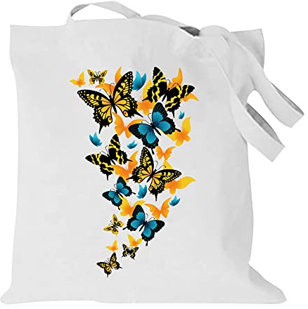Butterfly Printed Canvas reusable grocery bags, Foldable Casual Travel HandBag, Shoulder Beach Tote Bags, Shopper bag eco friendly super strong washable Storage bags Shopping bag Canvas bag for Women