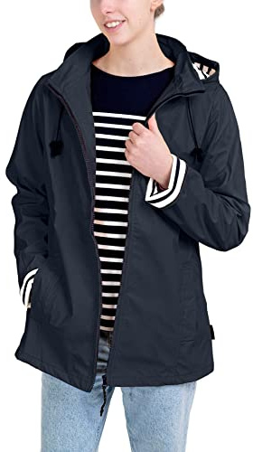 Breizh Ocean - Ciré Femme Imperméable, du XS au 4XL, Création Française ERQUY - Coupe Vent avec Coupe Ajustée et Intérieur Rayé Style Marinière - Manteau Femme