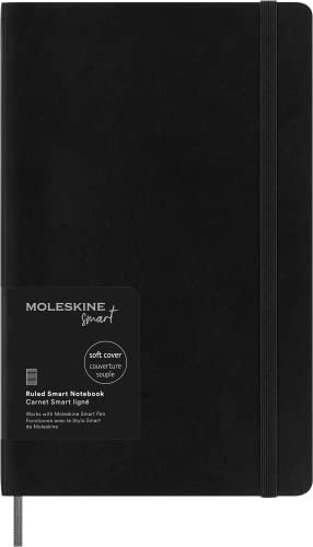 Moleskine Smart Notebook, Smart Writing System, Smart Notebook with Soft Cover, Ruled Pages and Elastic Closure, Large Format 13 x 21, Colour Black