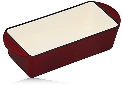 Mahlzeit Cazuela Rectangular de Hierro Fundido Esmaltado Dark Cherry | 1,6 Litros | Recipiente para Lasaña, Platos para Horno, Fuente para Horno | Molde para Gratinar | Fuente de Cocinar