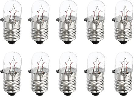 sourcing map ampoule e10 Ampoules Miniatures à Culot à Vis 24V/3W Lumière Jaune Chaude Mini Lampes avec Boîte, 1 Ensemble/10 Pcs