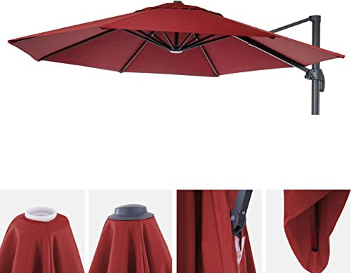 Mendler Sonnenschirmbezug HWC-A96, 8 Streben rund Ø3,5m 220g/m² Polyester, Ersatz-Bezug z.B. für Ampelschirm HWC-A96 - Bordeaux