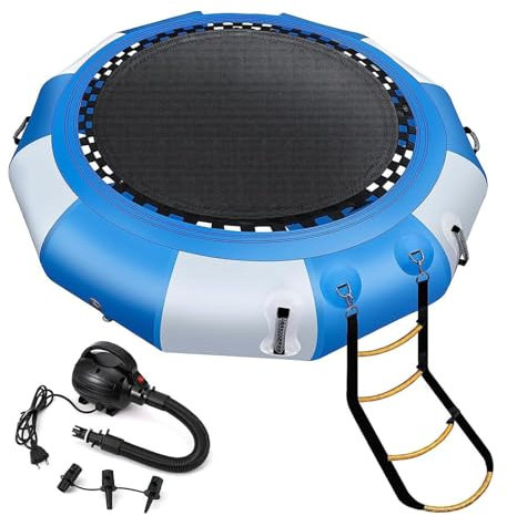 WLLKIY Trampolino Gonfiabile Dell'acqua Della Piattaforma Di Nuoto Per Il Lago, Trampolino Galleggiante Ricreativo Del Buttafuori Dell'acqua Con La Scala Della Corda,4m/13ft