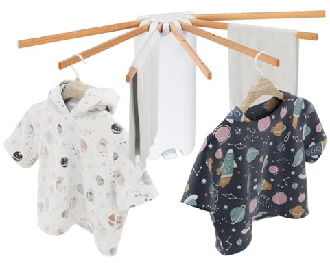 Todeco Wandtrockner Klappbar Holz, Mini Wäscheständer zur Wandmontage, für Balkon Wohnzimmer Wäscheraum Badezimmer, weiß