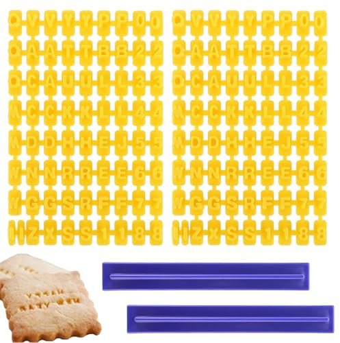 TRKETK 144 Stück Keksstempel Buchstaben Alphabet, Briefe Nummer Buchstaben Stempel Set Keksstempel Buchstaben Buchstaben Stempel Ausstecher Buchstaben Fondant Schimmel für Backen, Ton und Gebäck