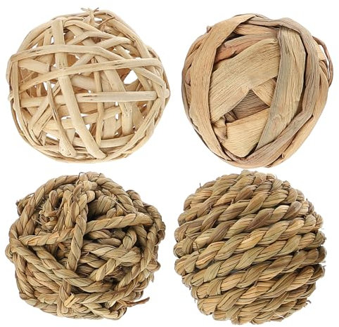 SEWOART 4 Stück Strohpellets Für Kaninchen Trainingsspielzeug Für Papageien Kauspielzeug Für Hasen