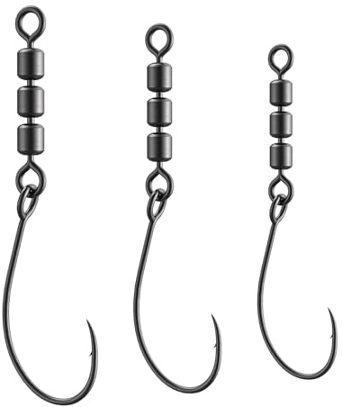 Luroad Ami Rotanti per Pesca, 10 Hooks Curvi in Teflon, Anti-Torsione Lenze, Girelle Professionali per Trota in Mare e Acqua Dolce