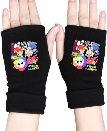 NlsqUK Dandy's World Fingerless Gloves, Dandy's World Fingerless Gloves for Kids, Stretchy Mittens Warm Half Finger Gloves Knitted Soft Lining for Hiking Climbing Outdoor Sports