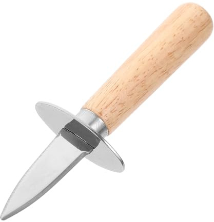 BIUDECO Cuchillo Abre Ostras de Acero Inoxidable con Mango de Madera Herramienta Resistente para Abrir y Mariscos Utensilio de Cocina Seguro y Duradero