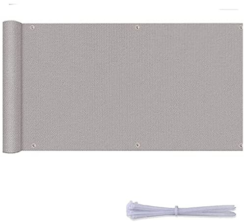 Para exteriores, 1 x 6,5 m, gris claro, bandas de nailon duraderas y cordón, ideal para barandilla de balcón, jardín y patio, protección solar resistente a la intemperie
