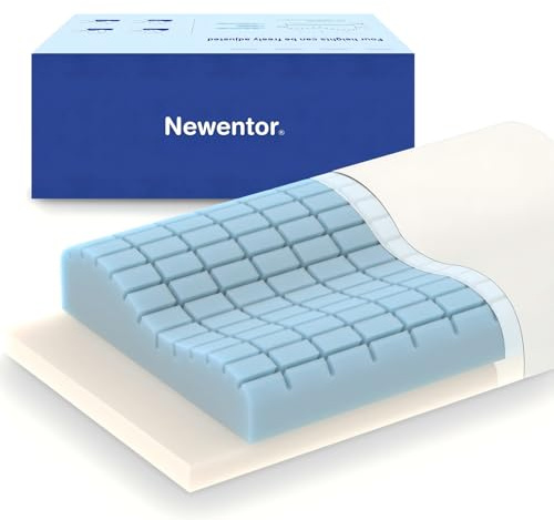 Newentor® Höhenverstellbares Zero-G Nackenkissen, Orthopädisches Memory Schaum Kissen mit 4 Schlafhöhen, LullAnna Cloud Dream Oeko-TEX 100 für sorgenfreien Schlaf Weiß