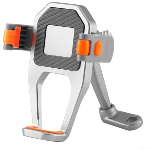 Soporte de teléfono de bicicleta de aleación de aluminio, soporte de bloqueo de resorte para dispositivos de 5,8 a 8,5 cm, soporte de navegación giratorio de 360° con almohadilla antideslizante para