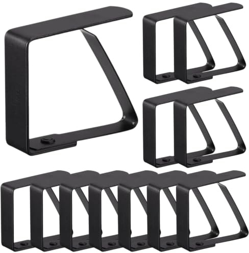 Lot de 12 pinces à nappe pour tables épaisses de 8 x 7 cm | Pinces de nappe d'extérieur adaptées pour les tables à manger à la maison, les fêtes, les mariages et autres occasions