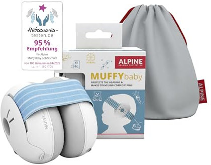 Alpine Muffy Baby - Gehörschutz für Babys - Verstellbares ANTI-SLIP-Kopfband bis 36 Monate - In Deutschland auf Sicherheit getestet - Lärmschutz Kopfhörer verhindert Gehörschäden - Blau