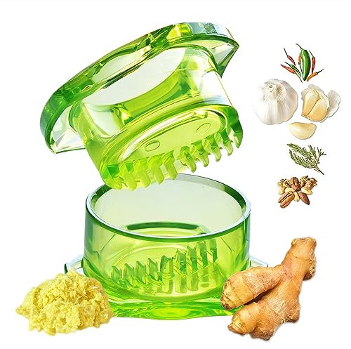 NexTrend Garlic Twister 4th Gen - Multifunctional Garlic/Ginger/Herb/Nuts, Garlic Press Kitchen Mincer and Grinder, Easy to Clean! (Green)