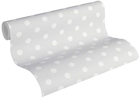 Thomas Vliestapete Dots Tapete gepunktet 10,05 m x 0,53 m grau weiß Made in Germany TLT012